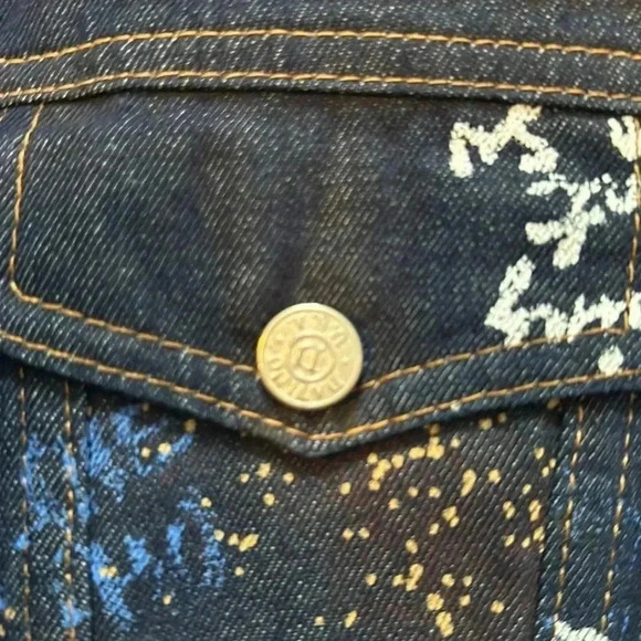 VTG 2pc Set Script Design Long Sleeve Jean Jacket Size Large (Sold Separately) - Picture 5 of 8
